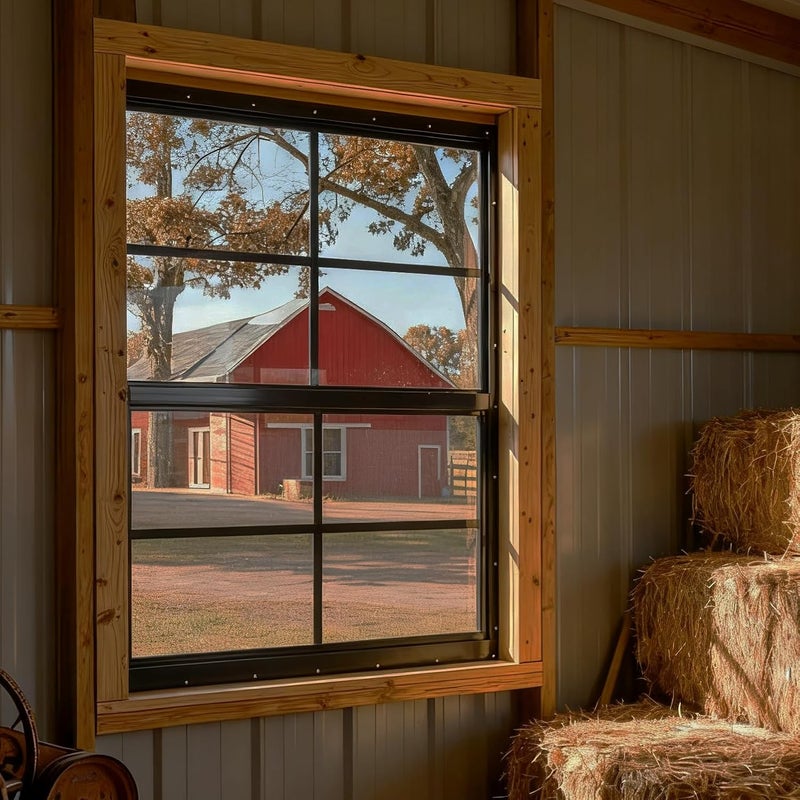 Shineforu 18" x 27" Black Shed Windows 2 Pack,Small Windows with Tempered Glass - Flush Mount | Ultimate Choice for Chicken Coop, Greenhouse, Garage, Playhouse - Image 2